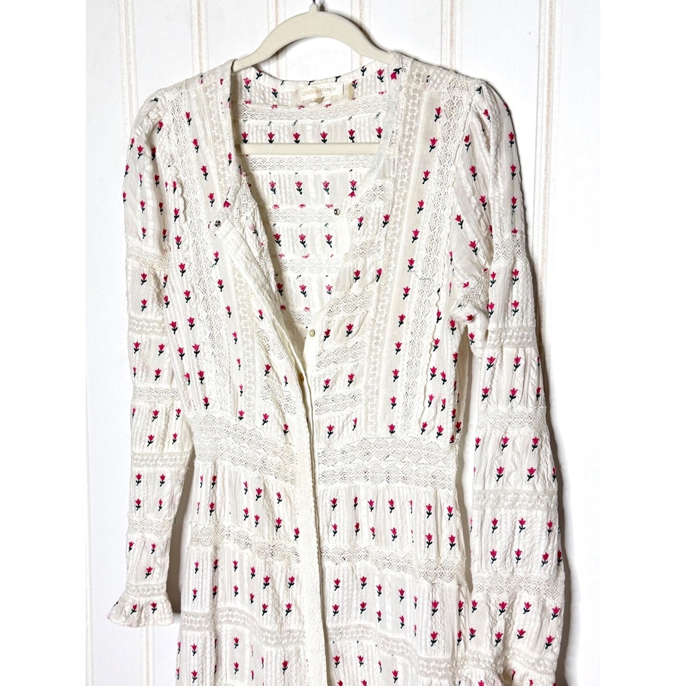 LoveShackFancy Fabiana White Floral Embroidered Lace Cotton Maxi Dress Size 4 - Picture 6 of 10